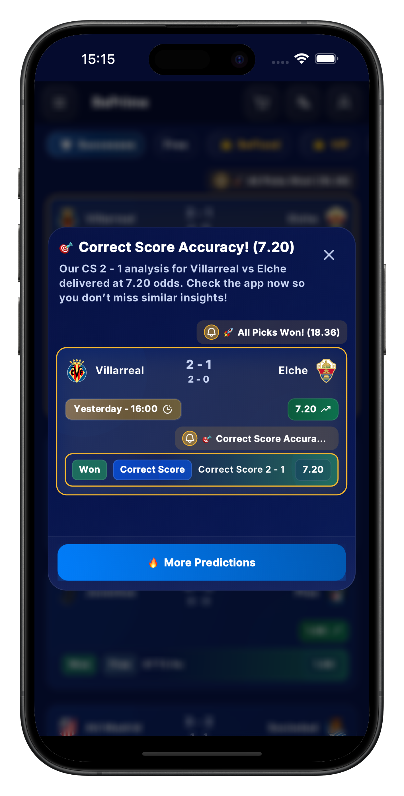 New notification and detail view for highlighted analysis